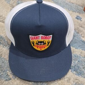 Giant Robot Navy and White Snapback Trucker Hat